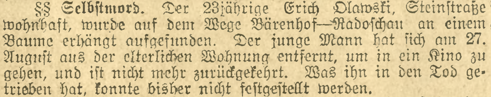 Artikel in Der Oberschlesische Wanderer vom 7. September 1917